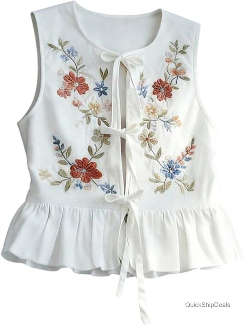 Boho Floral Print Peplum Tank Top Bow Tie Front Sleeveless Babydoll Top